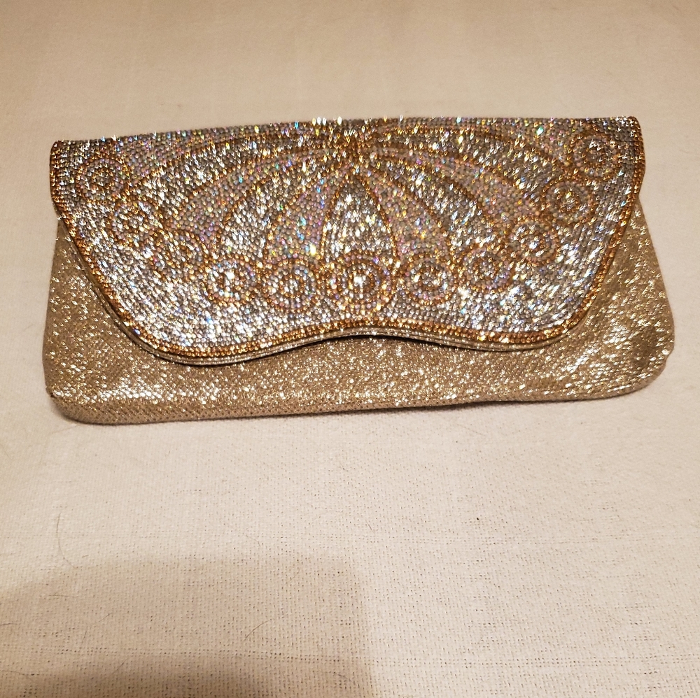 Metallic with Butterfly Design Clutch
